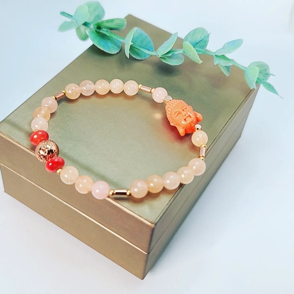 Peach Quartz bracelet 6 mm - Picture 4 of 4